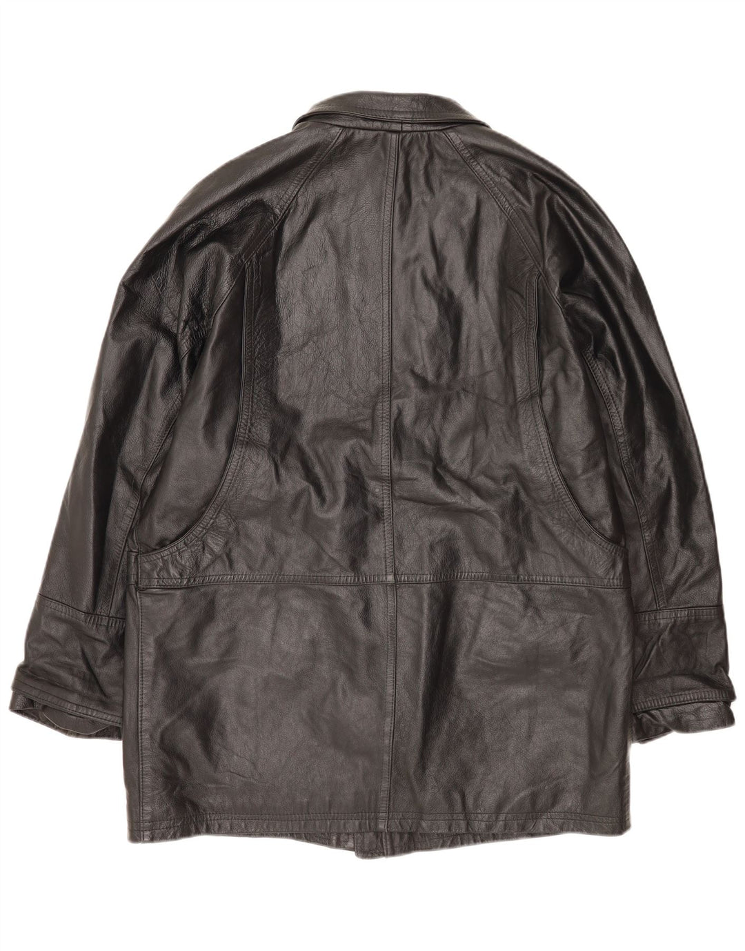 Casaco de couro masculino vintage UK 42 XL couro preto