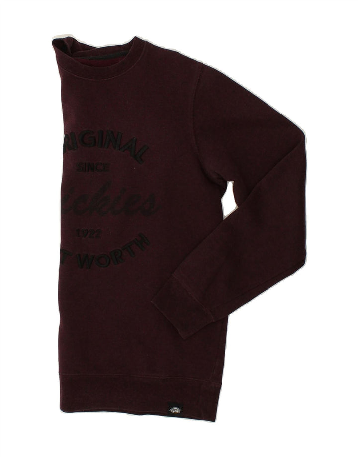 DICKIES Womens Graphic Sweatshirt Jumper UK 6 XS Burgundy Cotton Vintage Dickies and Second-Hand Dickies from Messina Hembry 