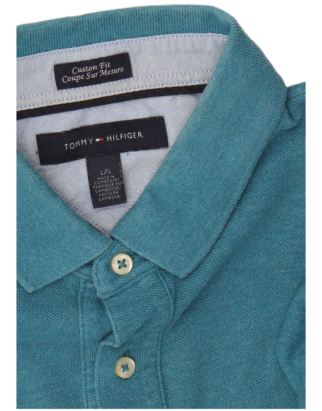 Camisa polo masculina Tommy Hilfiger Custom Fit grande azul