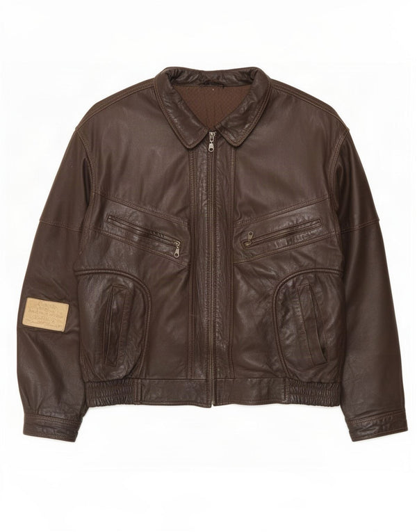 Jaqueta de couro masculina CLASSIC UK 42 XL marrom