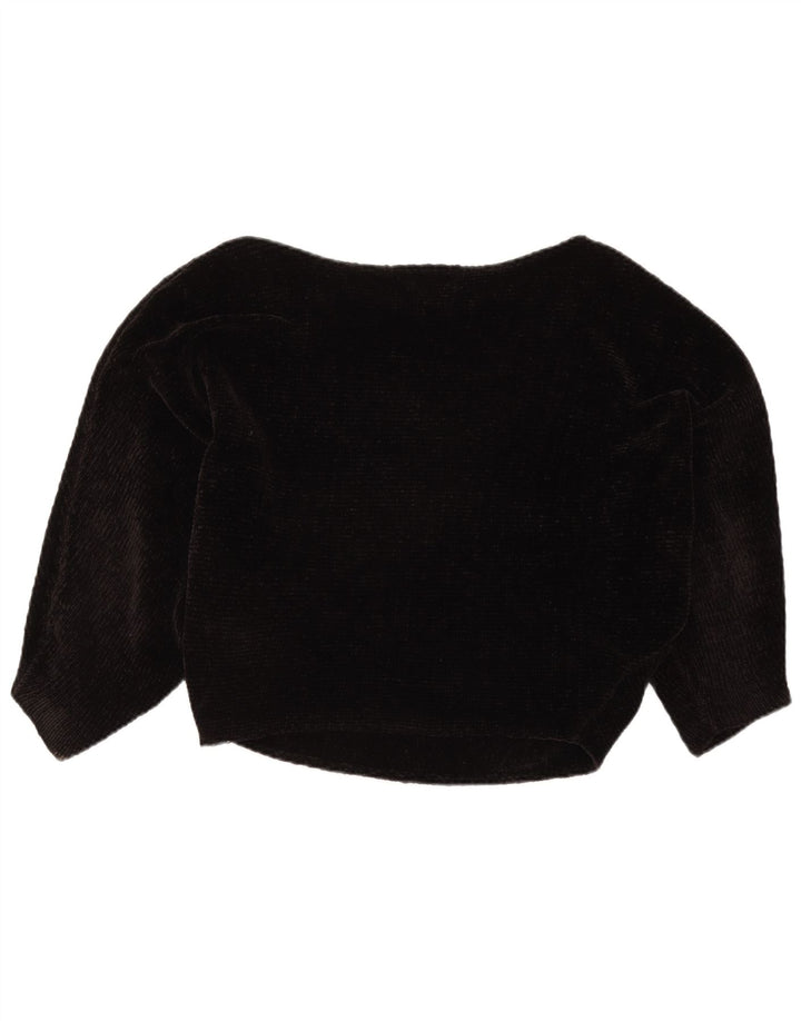 Zara Suéter feminino oversized com gola canoa Reino Unido 10 pequeno poliéster preto