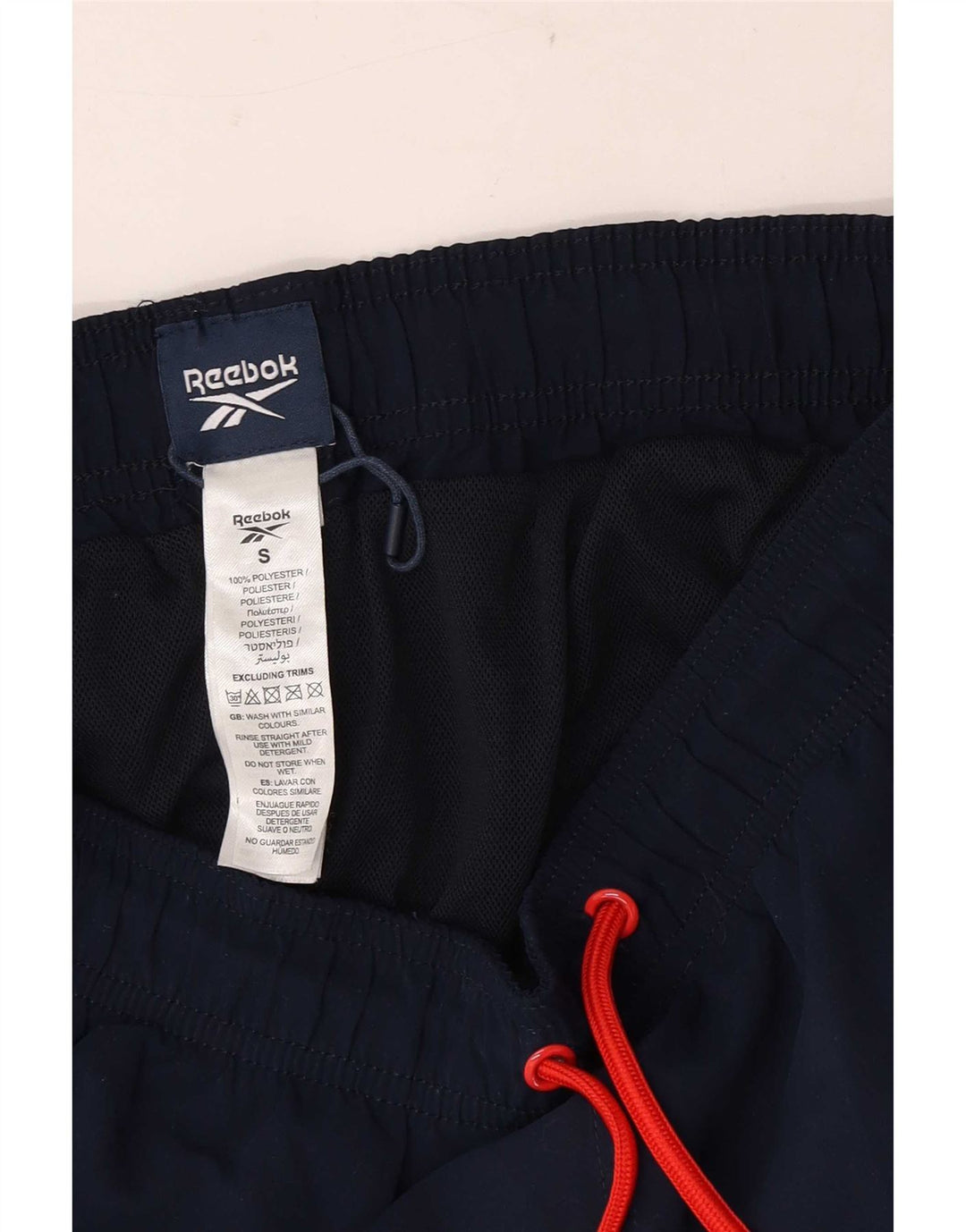 Shorts esportivos masculinos Reebok pequeno poliéster azul marinho