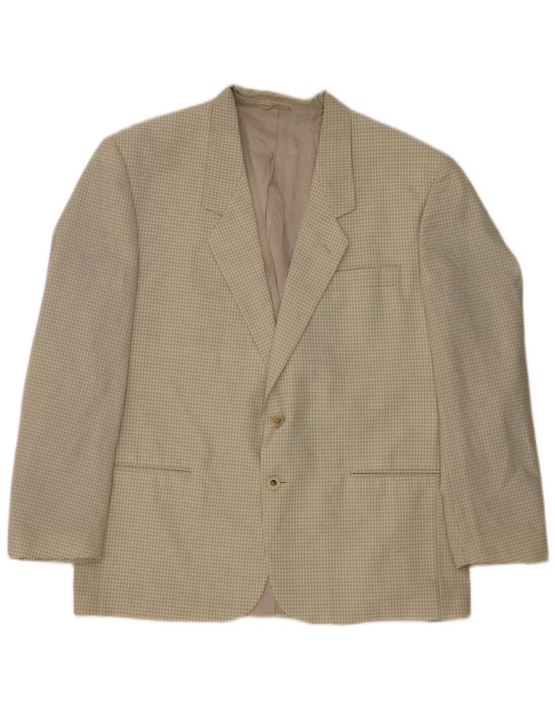 Jaqueta Blazer Masculina Chelsea com 2 Botões IT 54 2XL Bege Gingham Lã Virgem