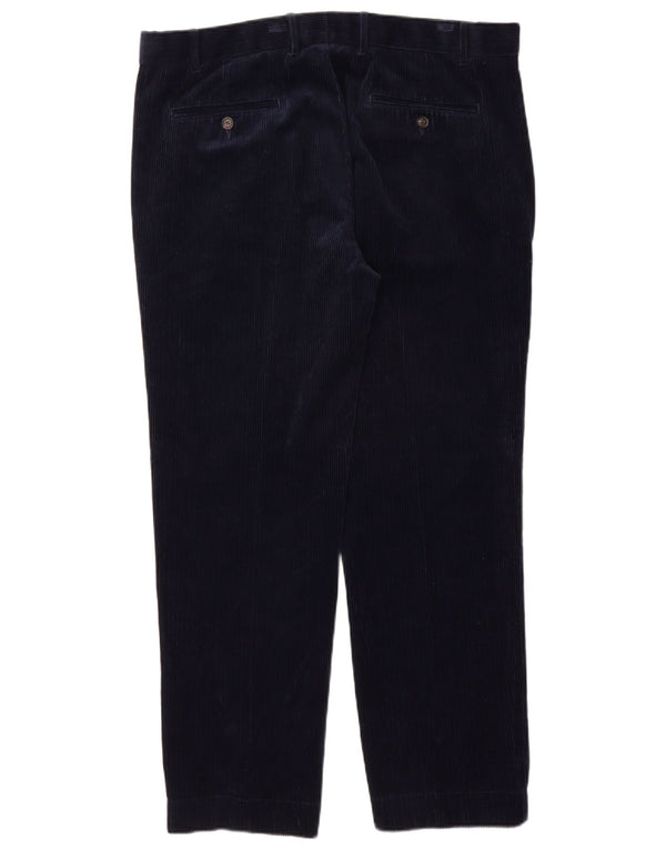 Calça masculina reta de veludo cotelê Marks & Spencer W38 L31 algodão azul marinho