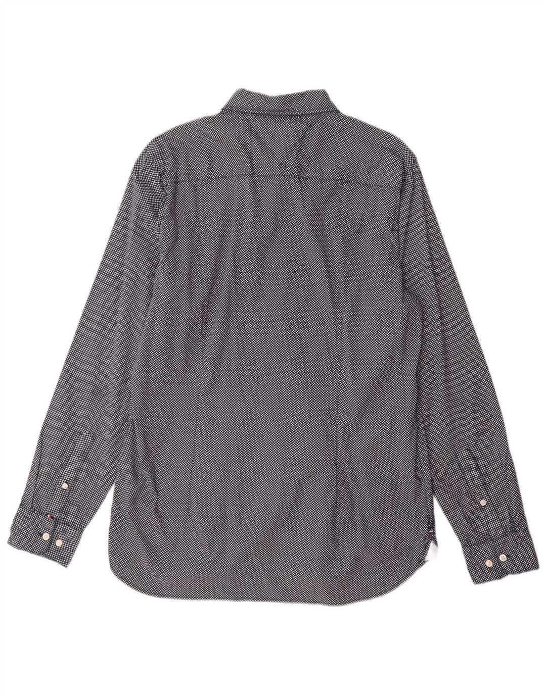 Camisa masculina Tommy Hilfiger Flex Slim Fit grande algodão geométrico azul marinho