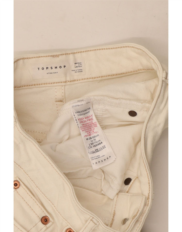Jeans retos femininos Topshop W26 L24 algodão branco
