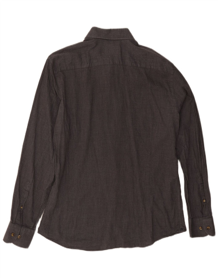 Camisa masculina Hackett Slim Fit grande algodão cinza