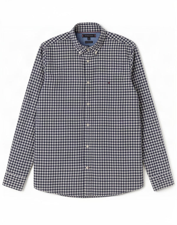 Camisa masculina Tommy Hilfiger grande algodão guingão azul marinho