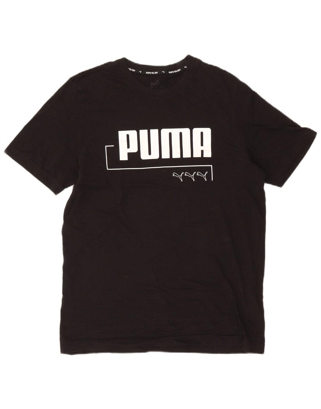 Puma Mens Graphic T-Shirt Top Médio Algodão Preto