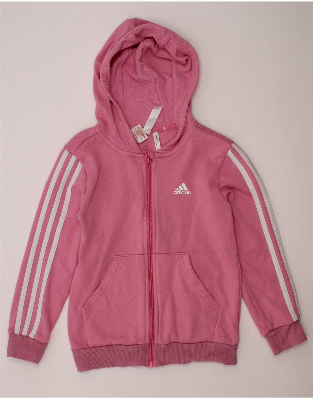 ADIDAS Suéter feminino com capuz e zíper 7-8 anos algodão rosa