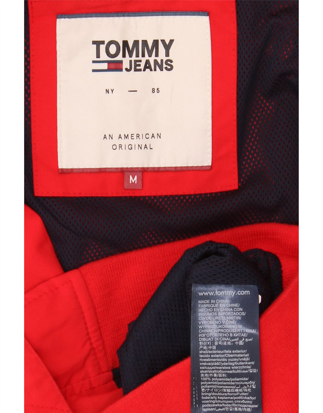 Jaqueta bomber masculina Tommy Jeans UK 38 poliéster vermelho médio