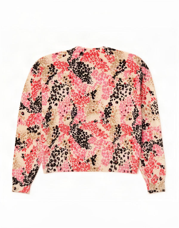 Suéter cardigã feminino Marks & Spencer Reino Unido 14 bege médio com estampa animal