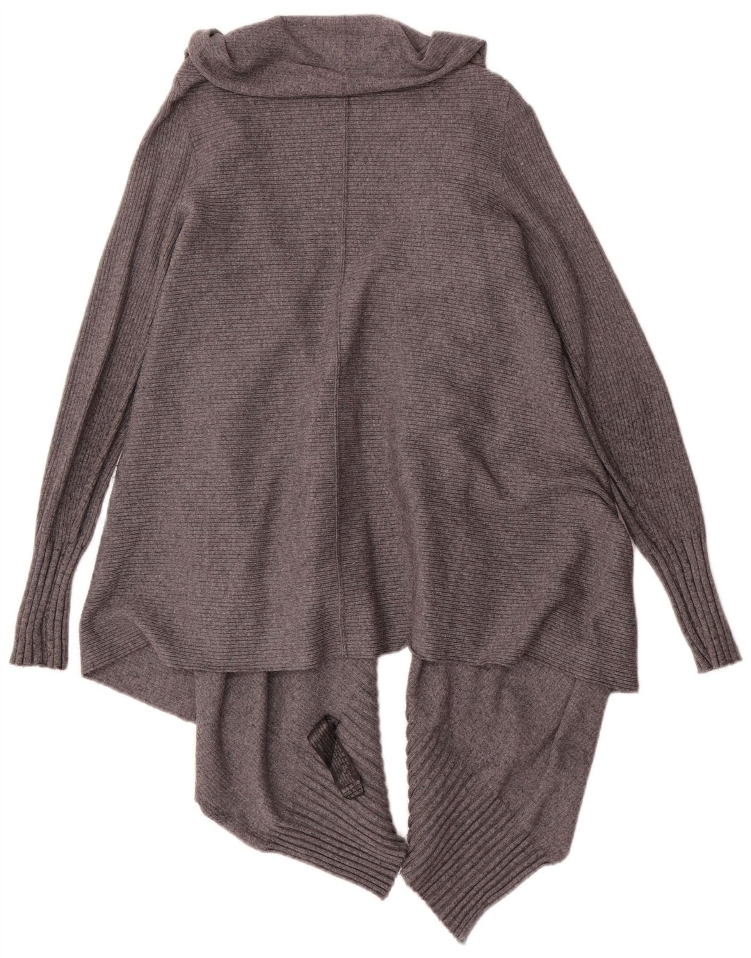 Suéter cardigã aberto assimétrico Zara feminino Reino Unido 14 viscose cinza médio