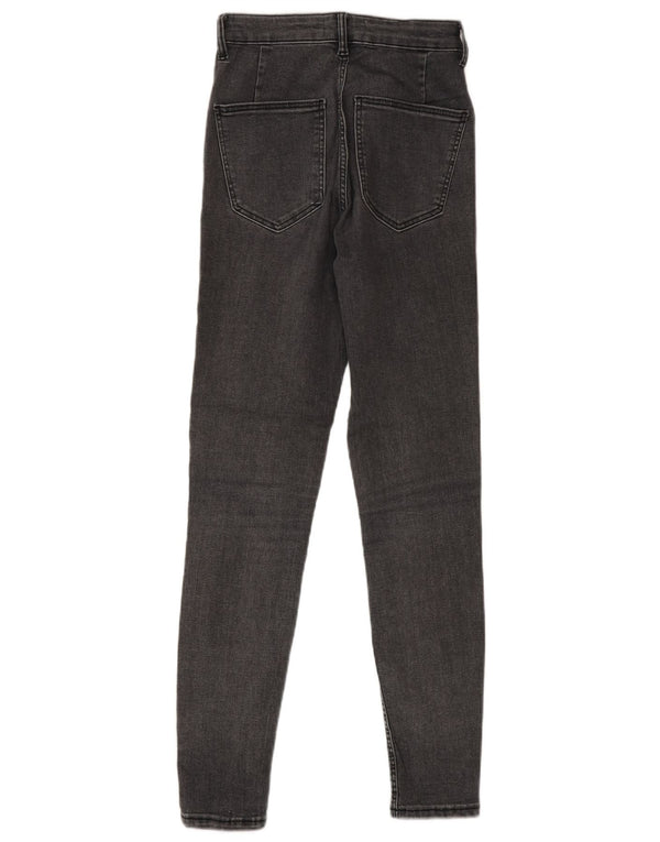 Zara Jeans feminino cintura alta skinny EU 36 XS W26 L28 algodão cinza