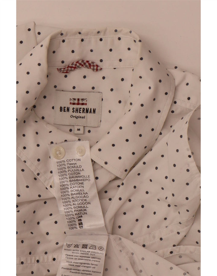 Camisa masculina BEN SHERMAN de algodão manchado branco médio