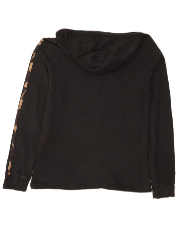 Adidas Womens Hoodie Jumper UK 8/10 Pequeno Algodão Preto