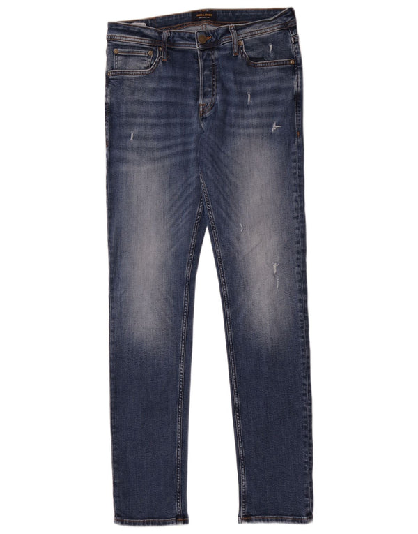 Jack & Jones Mens Slim Jeans W32 L34 Azul Algodão