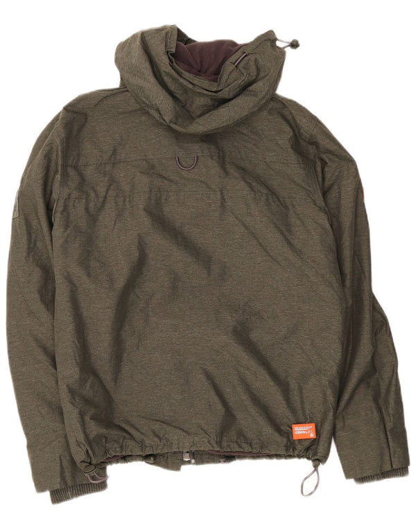 Jaqueta corta-vento masculina Superdry com capuz Reino Unido 38 Nylon cáqui médio
