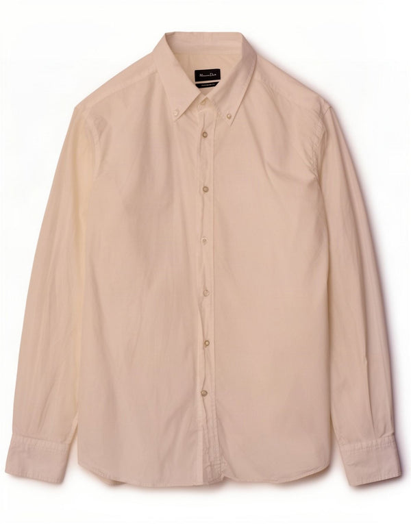 Massimo Dutti Camisa masculina Slim Fit Algodão branco médio