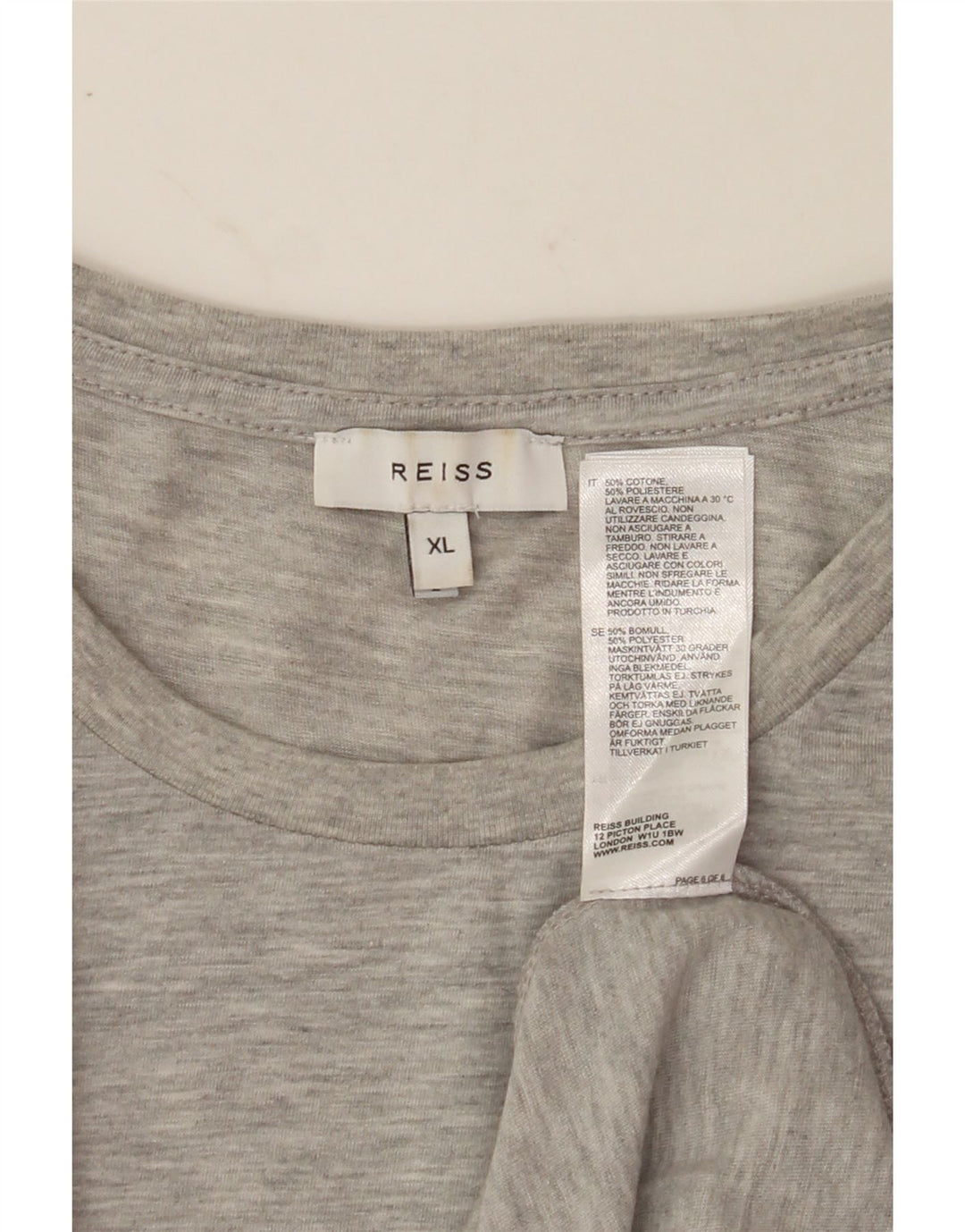 REISS Mens T-Shirt Top XL Grey Flecked Cotton Vintage Reiss and Second-Hand Reiss from Messina Hembry 