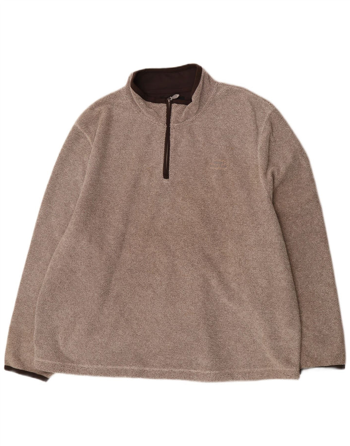 Suéter estranho masculino com zíper e pescoço 5XL poliéster marrom
