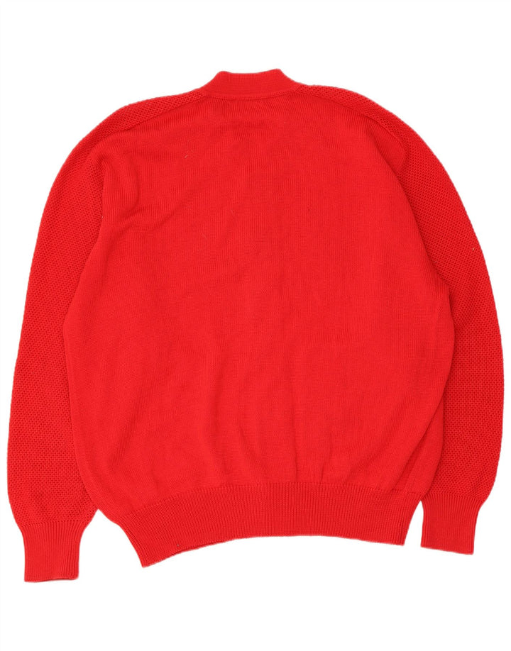 Suéter cardigã masculino vintage grande algodão vermelho