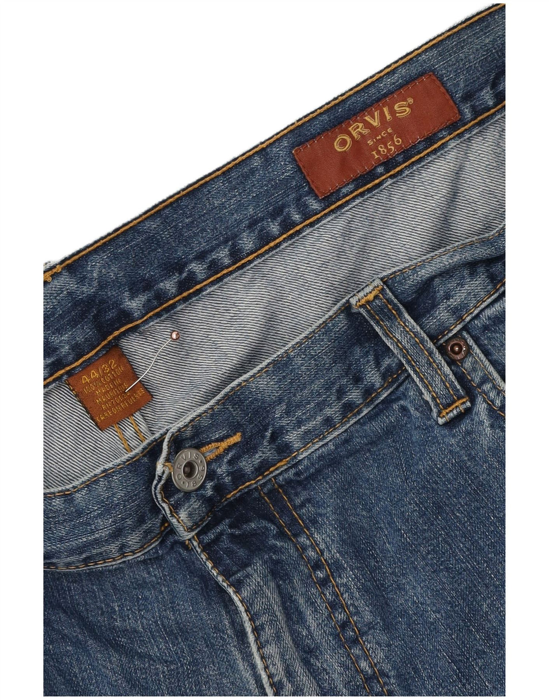 Calça jeans reta masculina Orvis W44 L30 algodão azul