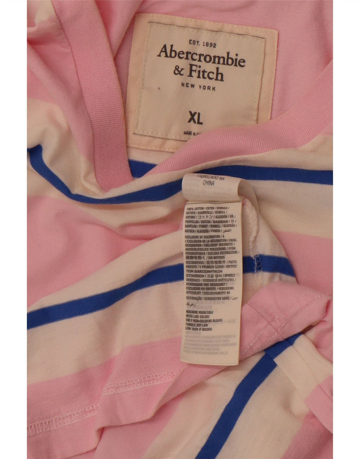 Camiseta masculina Muscle ABERCROMBIE & FITCH Top XL algodão listrado rosa