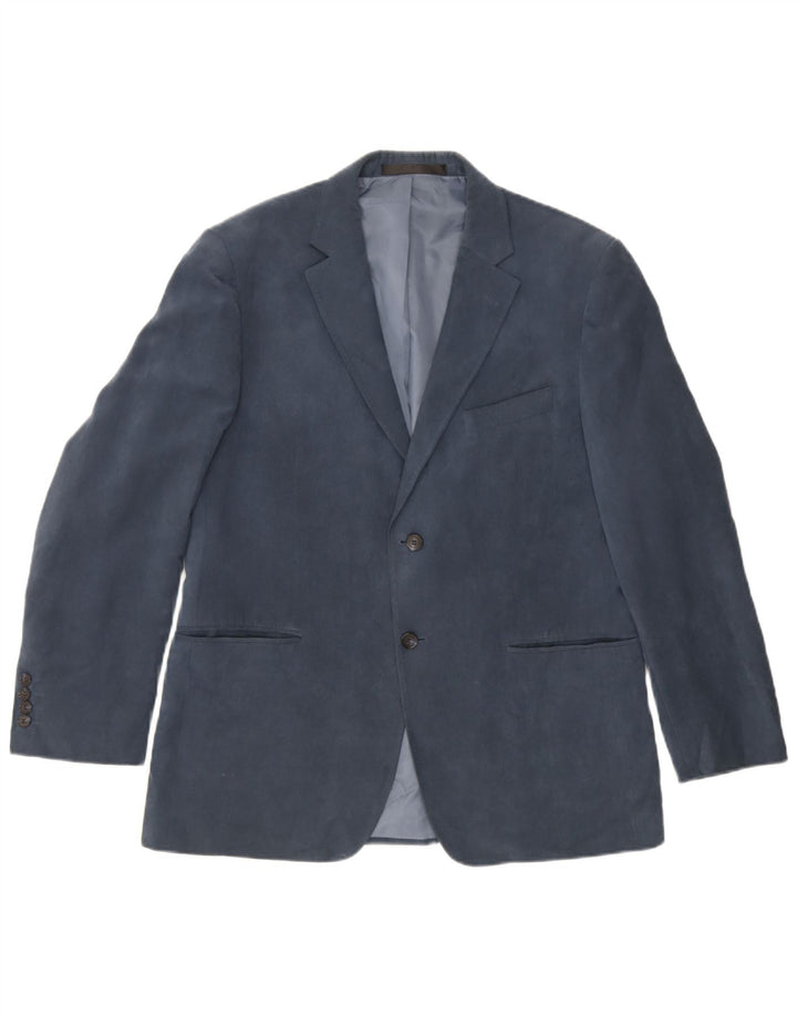 Jaqueta blazer masculina de 2 botões Marks & Spencer Reino Unido 38 poliéster azul médio