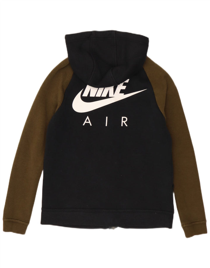 Suéter feminino Nike com capuz e zíper gráfico oversized UK 6 XS preto colorblock
