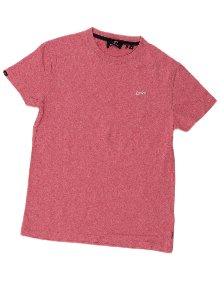 Camiseta masculina Superdry Top pequeno algodão manchado rosa