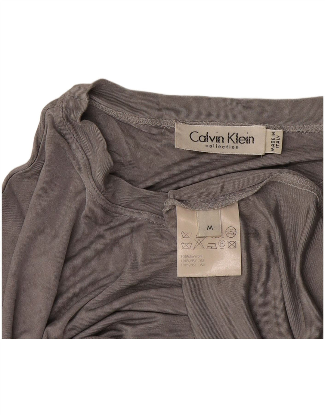 Calvin Klein Camiseta Feminina Crop Top UK 14 Médio Cinza Rayon