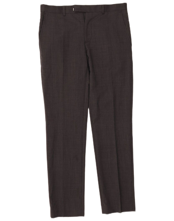 Dkny Mens Slim Suit Calças W32 L31 Cinza Lã