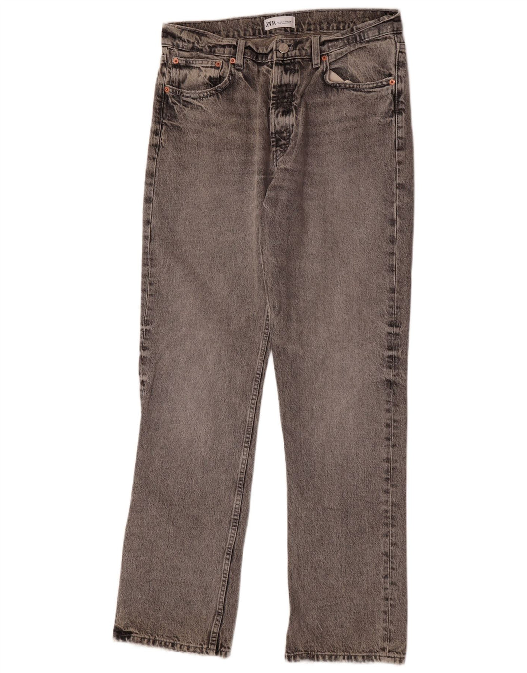 Calça jeans reta feminina Zara EU 40 médio W30 L34 algodão cinza