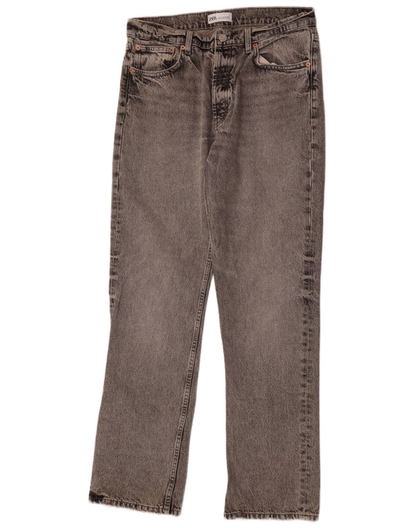 Calça jeans reta feminina Zara EU 40 médio W30 L34 algodão cinza