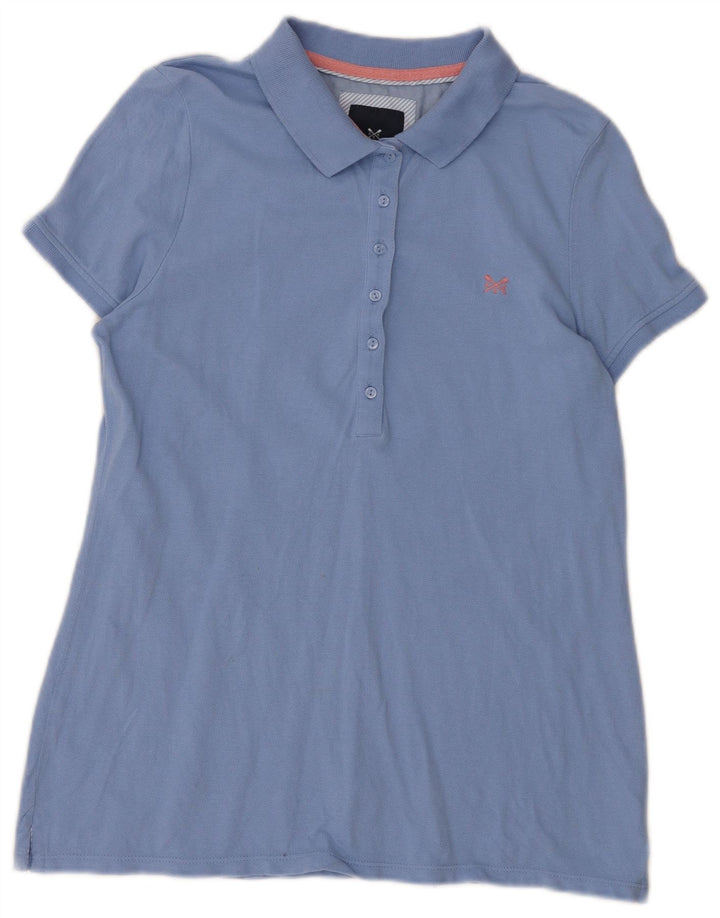 Camisa polo feminina Crew Clothing UK 14 azul médio