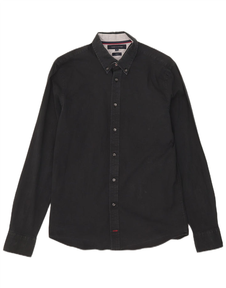 Camisa masculina Tommy Hilfiger média preta algodão