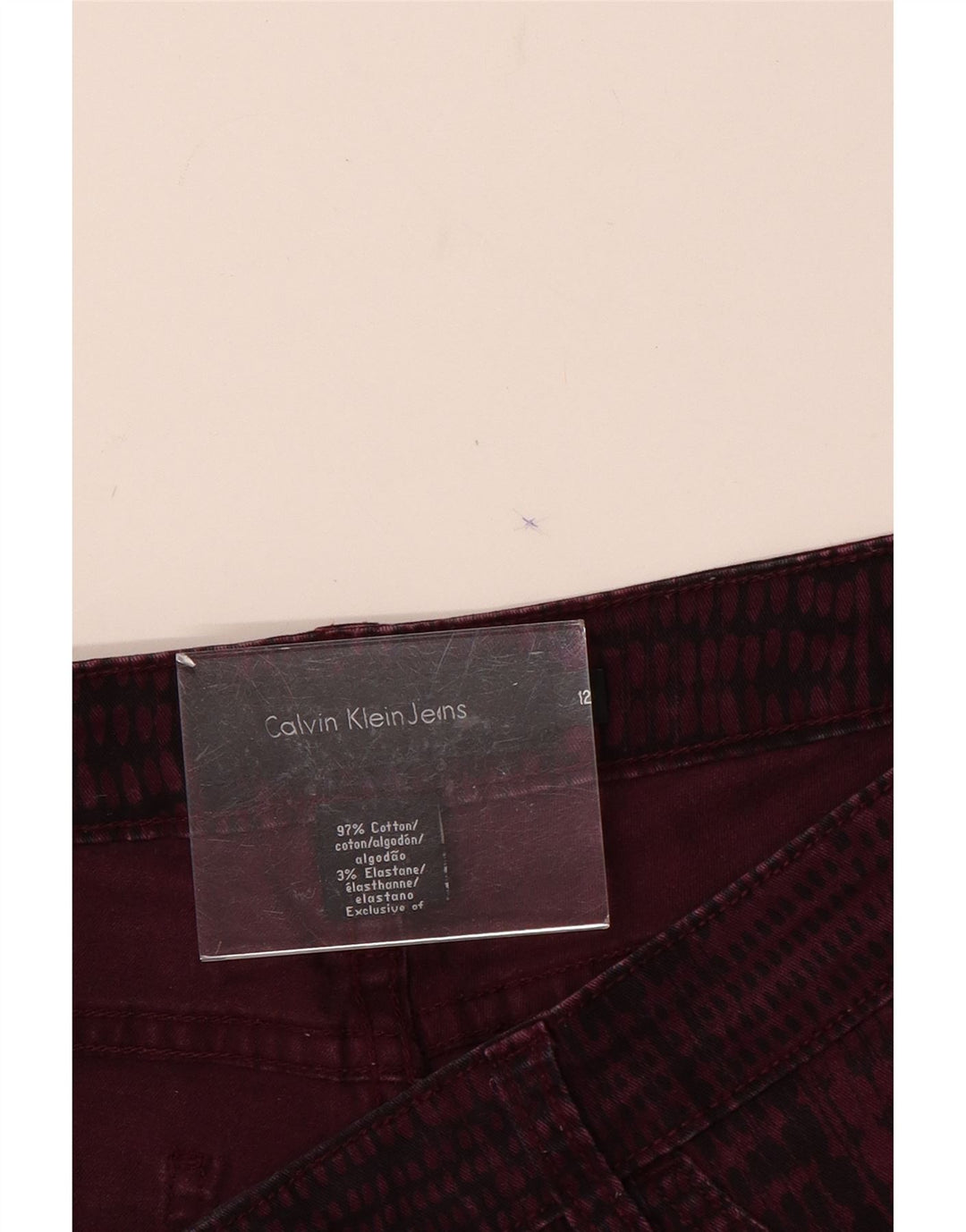 Calça casual feminina CALVIN KLEIN EUA 12 grande W32 L31 Borgonha