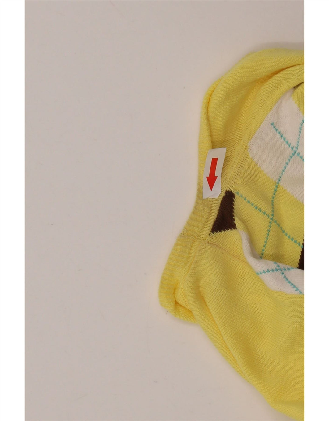 Suéter feminino J. CREW com decote em V UK 12 Médio Amarelo Argyle/Diamante