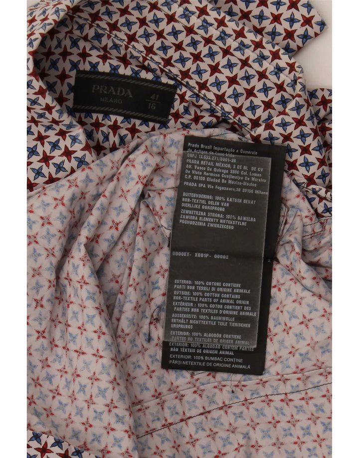 Camisa masculina Prada tamanho 16 41 grande algodão geométrico multicolorido