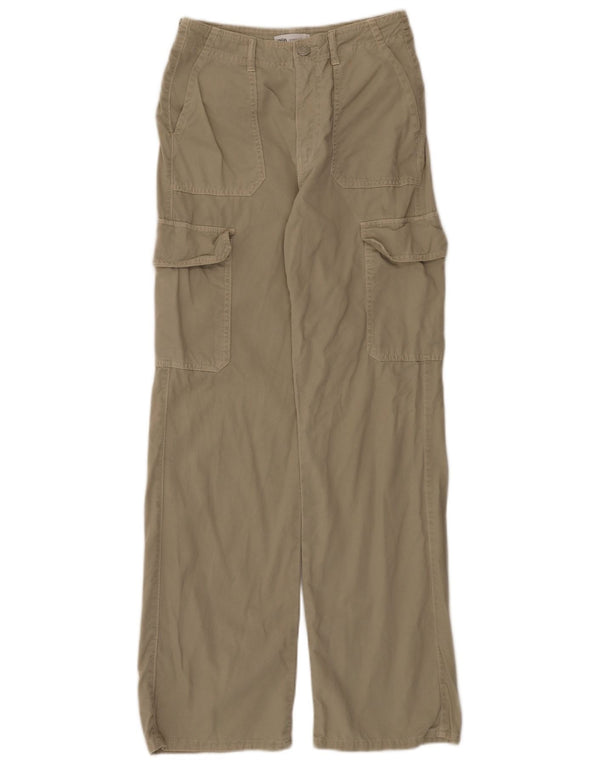 Calça cargo feminina Zara cintura alta solta ajuste UE 34 2XS W24 L32 cáqui