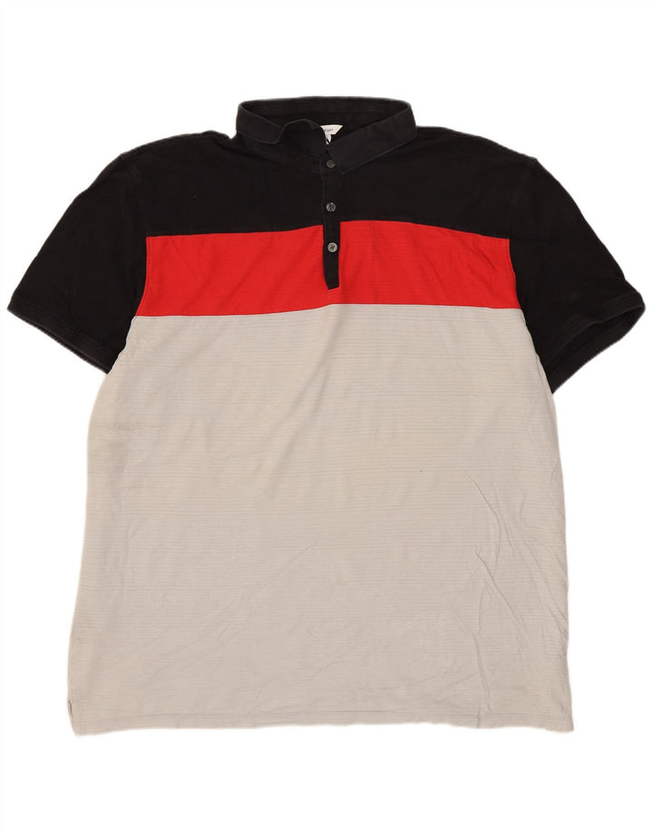 Camisa polo masculina Calvin Klein 2XL algodão colorblock multicolorido