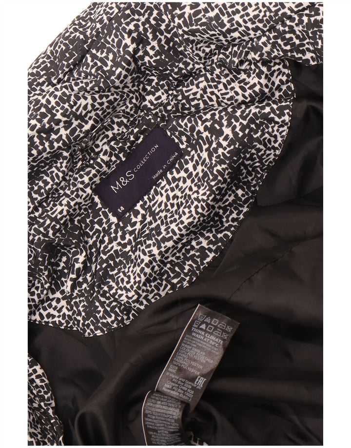Jaqueta acolchoada feminina Marks & Spencer Reino Unido 14 grande poliéster manchado preto