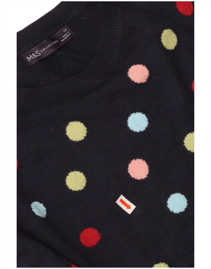 Suéter feminino MARKS & SPENCER com gola redonda Reino Unido 14 médio azul marinho