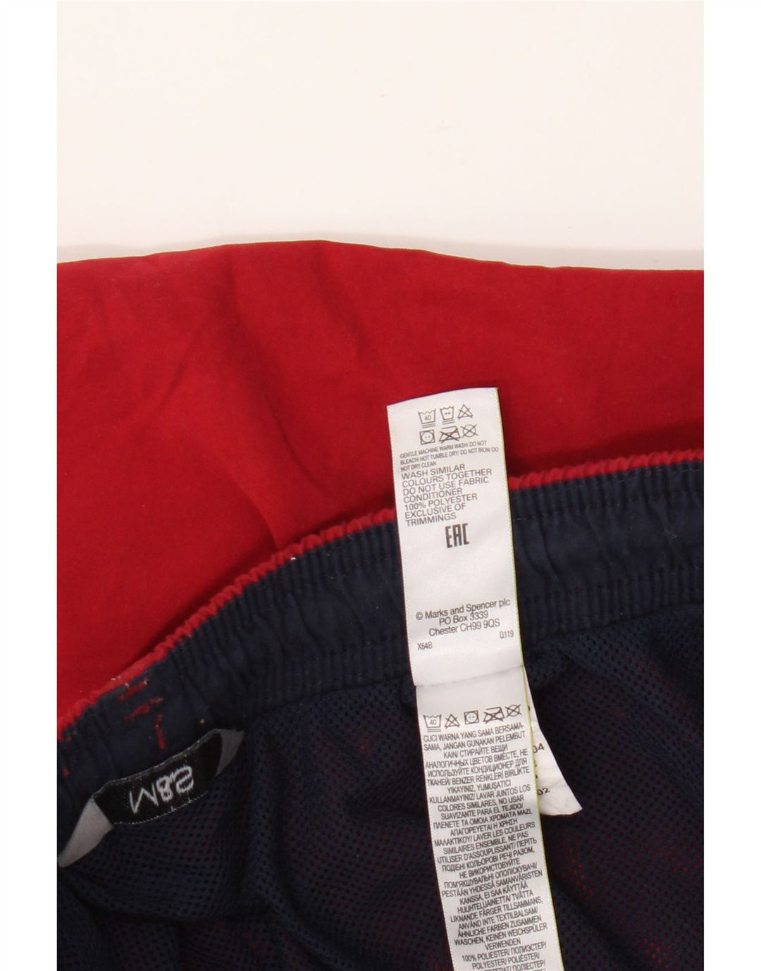 Shorts de natação masculino Marks & Spencer grande poliéster vermelho