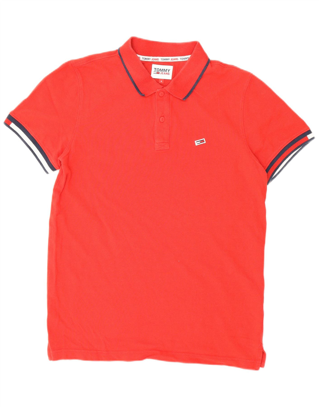 Camisa polo masculina Tommy Hilfiger pequena vermelha de algodão