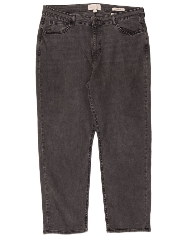 Calça jeans feminina Marks & Spencer Per Una Straight UK 20 2XL W40 L28 preta