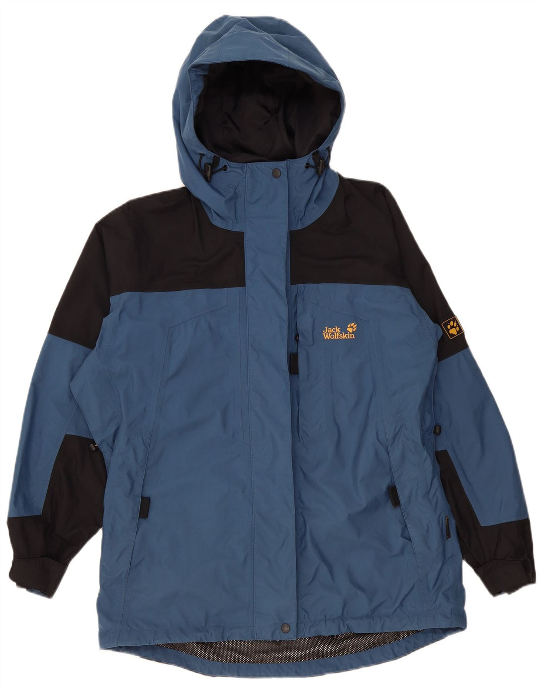 Jaqueta corta-vento feminina com capuz Jack Wolfskin Reino Unido 12 azul médio