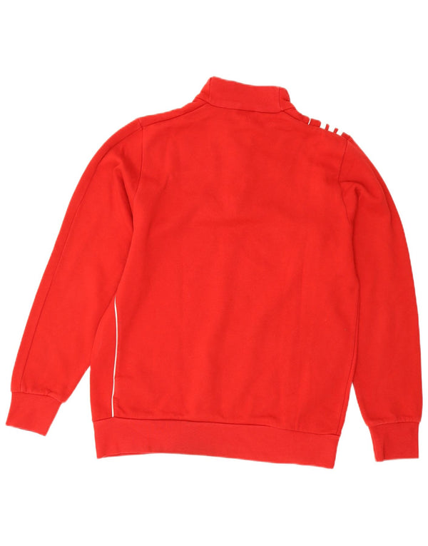 Adidas Meninos Moletom Com Zíper Pescoço Jumper 15-16 Anos Vermelho Colorblock Algodão
