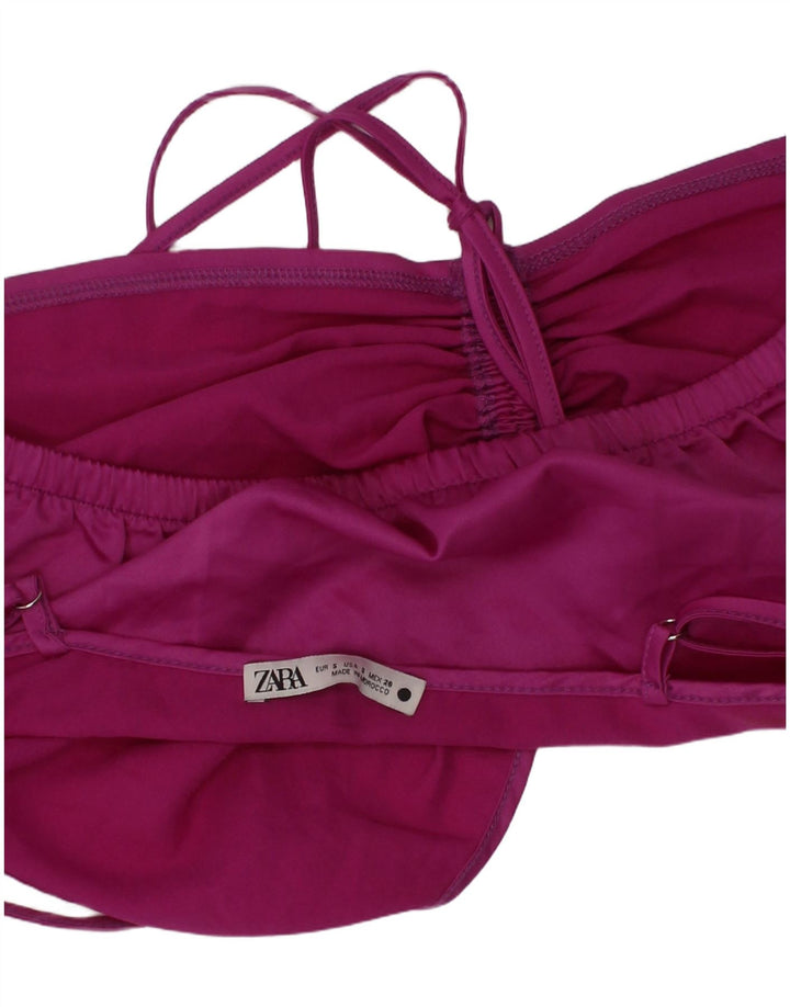 Zara Top curto feminino pequeno roxo poliéster